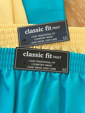 Alfred Dunner Classic Fit Pants. Turquoise & Buttercup Yellow. Size 12. NEW